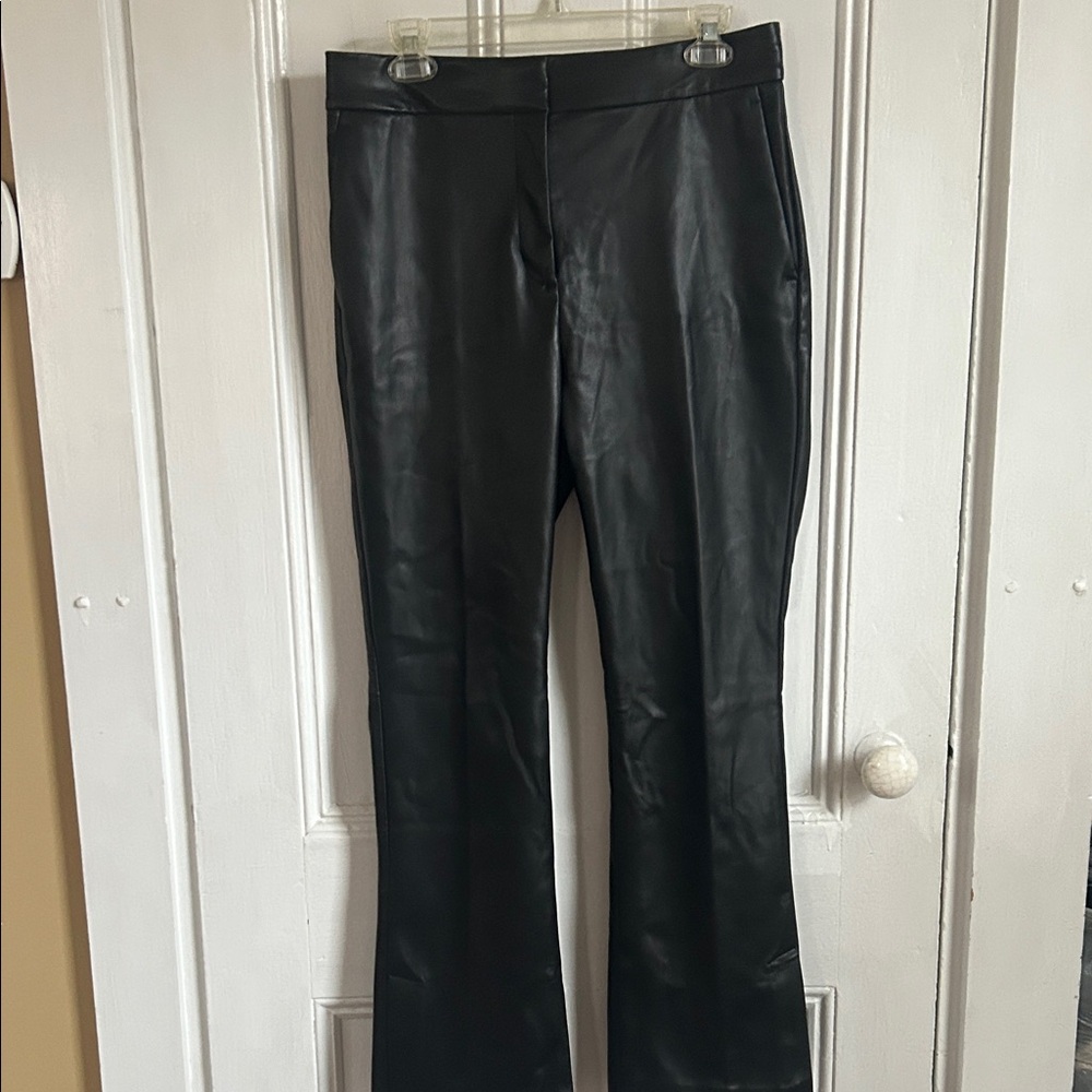 Ann Taylor Black Faux Leather Trousers